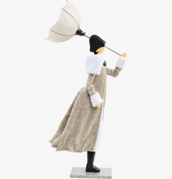 Foto: Figurformad bordslampa med paraply, profilvy
