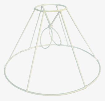 Foto av konisk lampskärmstomme i vit metalltråd
