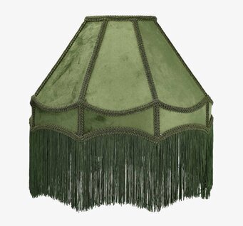 Foto: Grön sammet lampskärm med fransar Ø40 cm