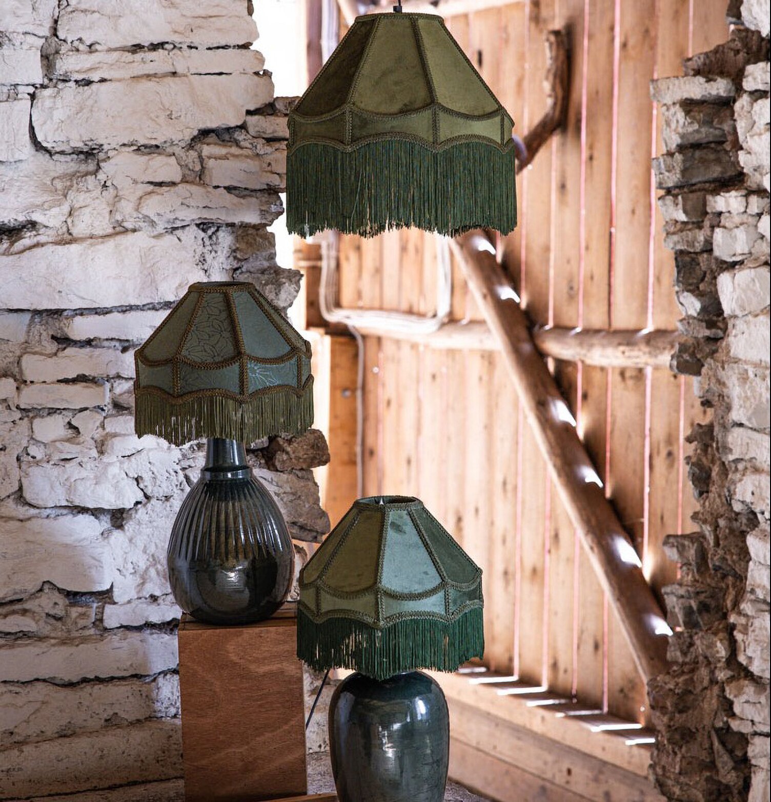 Lampskärm Frans Sammet Grön Ø40 Ø30 A Lot Decoration Lampskärmar