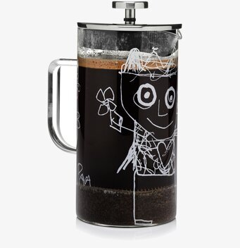 Bild av kaffepress med konstnärlig och funktionell design