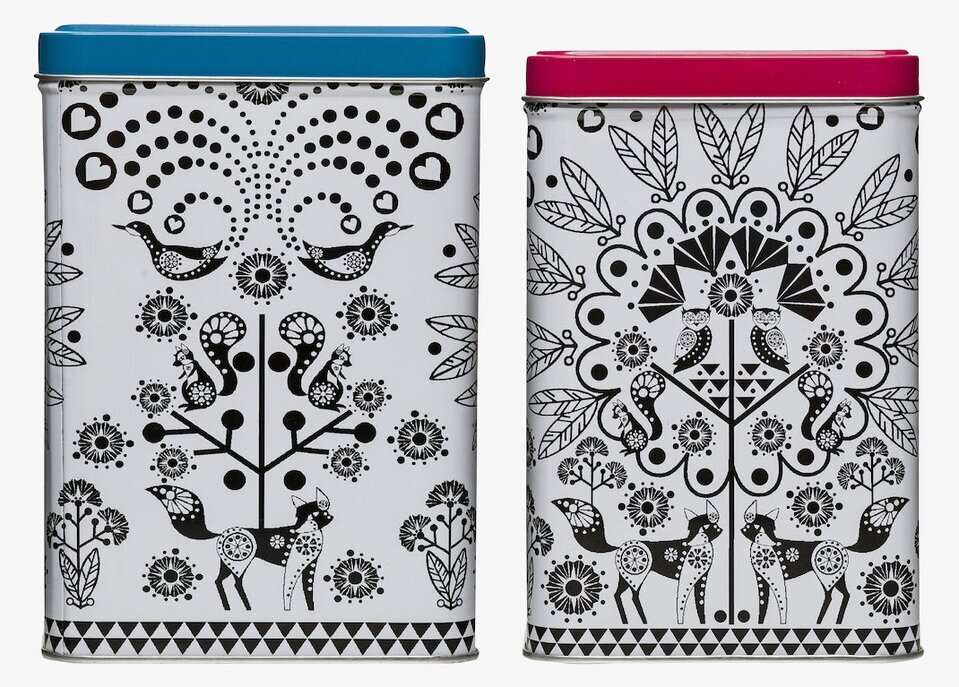 Plåtburk Story 2-Pack från Sagaform med detaljerade mönster