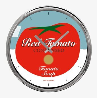 Bild av unik väggklocka med retro tomatdesign