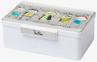 Bild av konstnärlig lunchbox med färgglada figurer