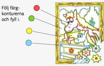 Bild av ett färgglatt måla-efter-nummer-set med hästar