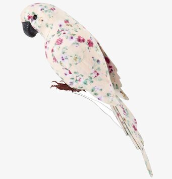 Bild av konstgjord fågel med blommönster och detaljer