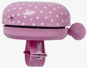 Bild av cykelklocka i pastellrosa med vita prickar