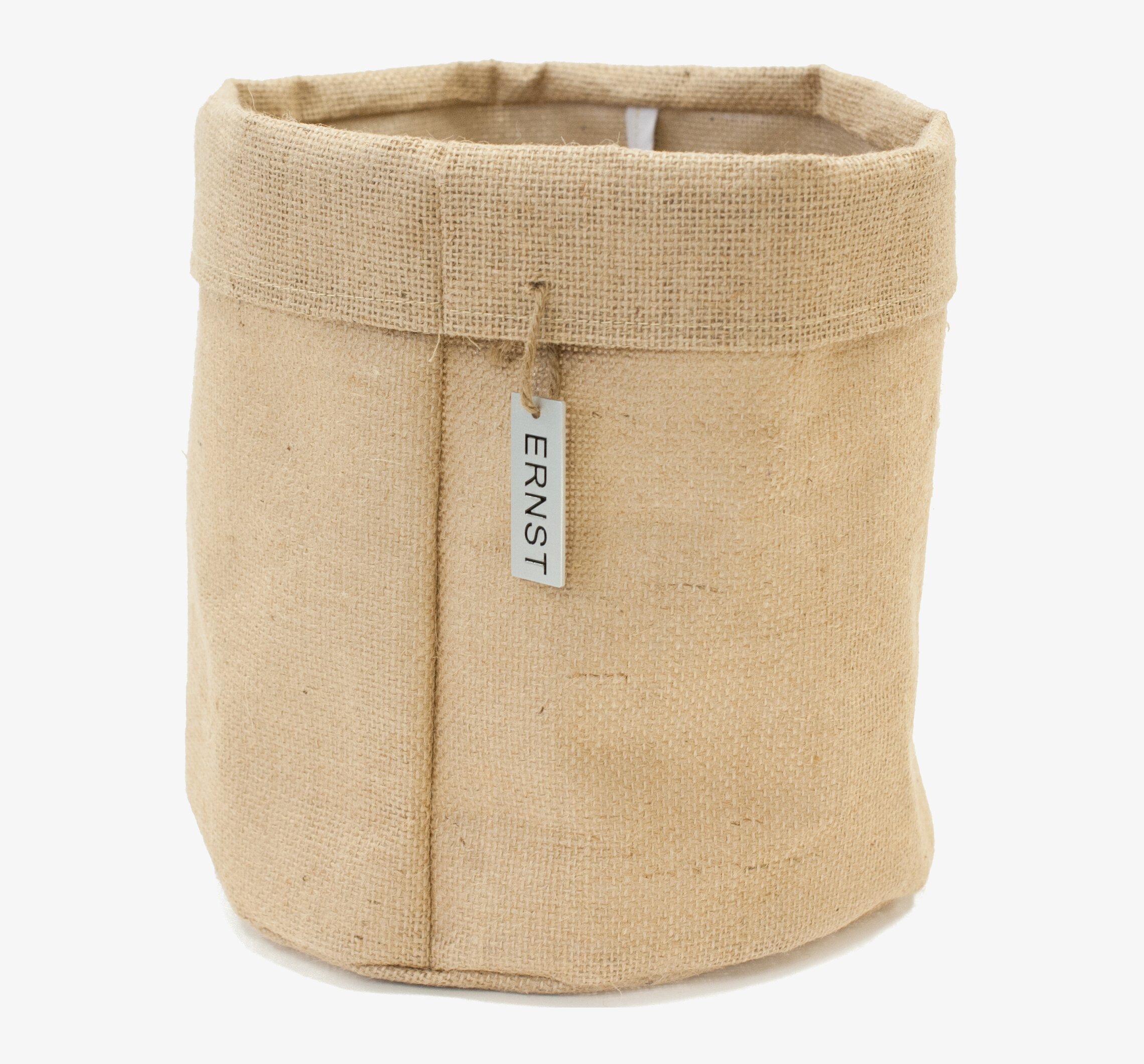 Bild av stilren rund jutekorg för praktisk förvaring