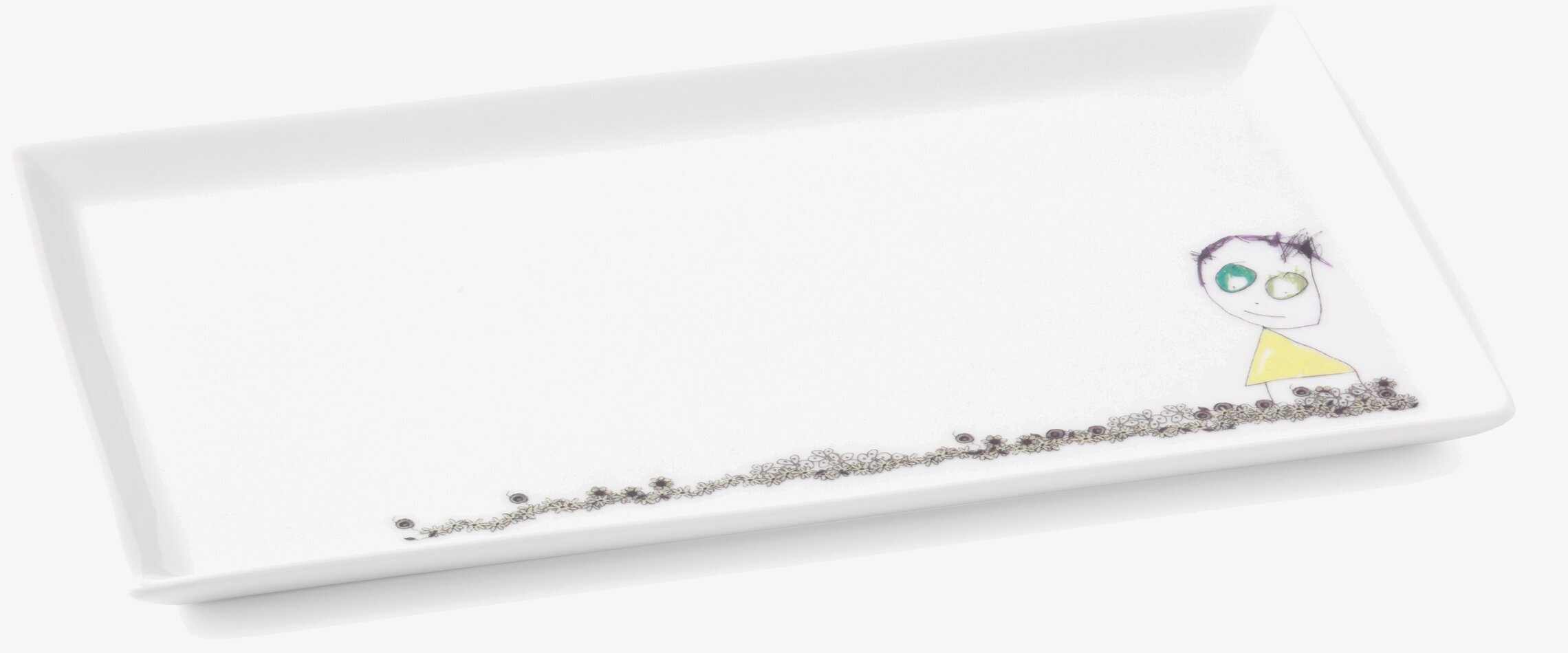 Bild av rektangulär tallrik med konstnärlig design