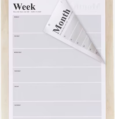 Bild av stilren evighetskalender med veckoplanering