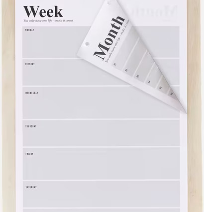 Bild av stilren evighetskalender med veckoplanering