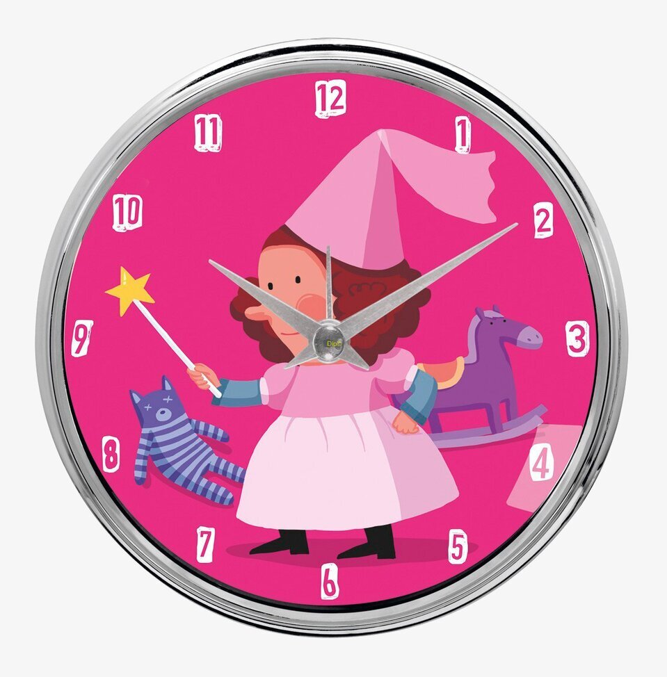 Bild av färgglad väckarklocka med sagotema för barnrum