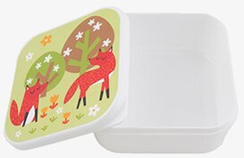 Bild av charmig matlåda med rävdesign och naturmotiv