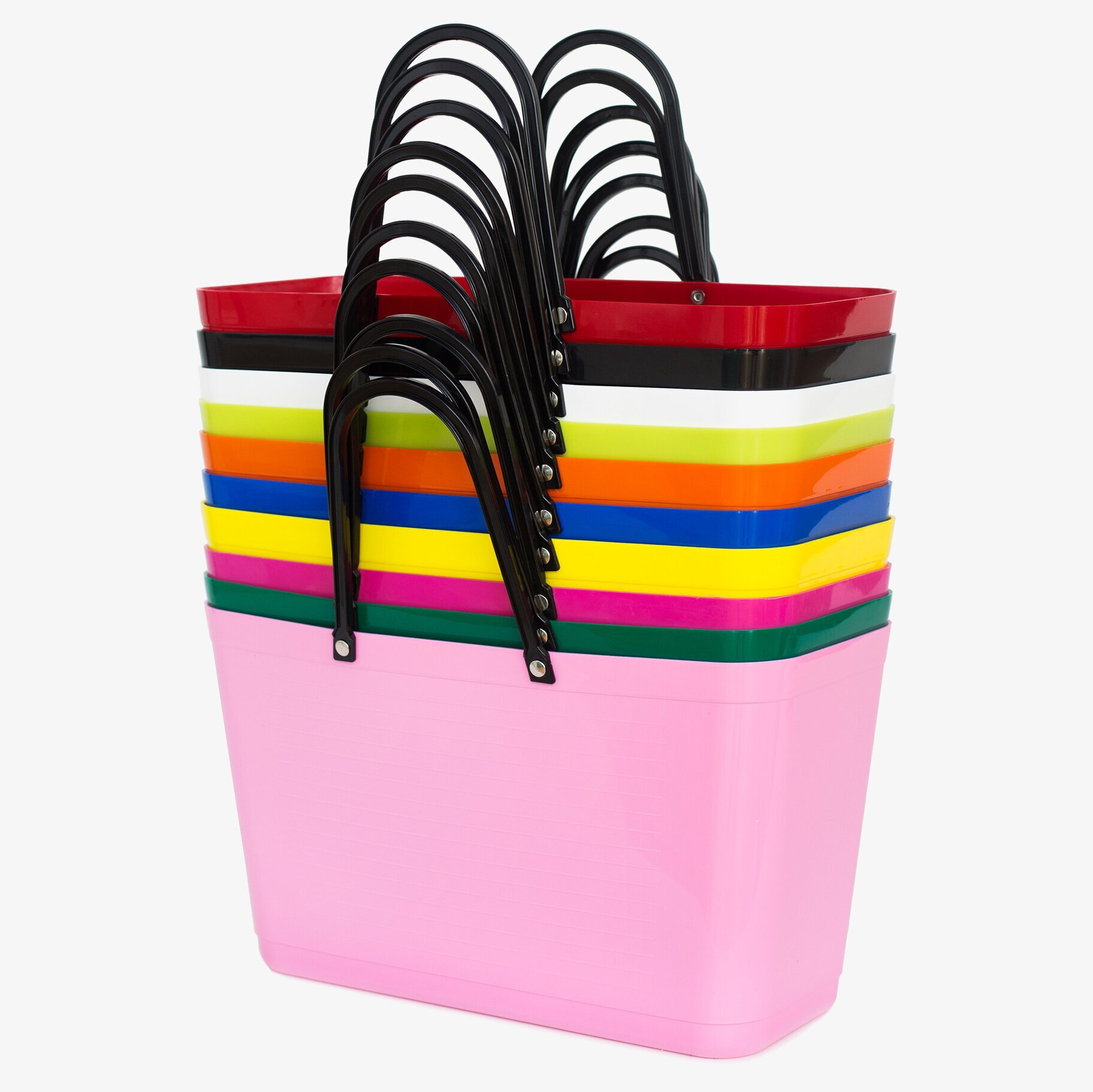 Väska Hinza Svart från Hinza, staplad med färgglada väskor