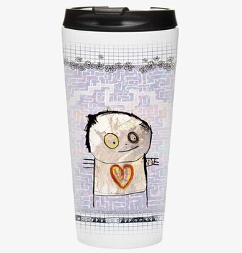 Bild av stilistisk termomugg med labyrintmönster