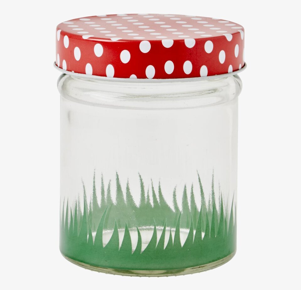 Glasburk Mushroom 400 ml från Rice med rött prickigt lock