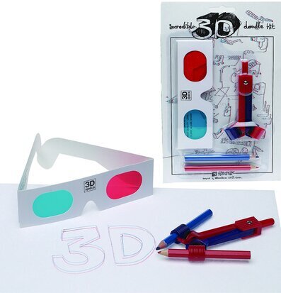 Bild av kreativt 3D-skrivset med glasögon och pennor