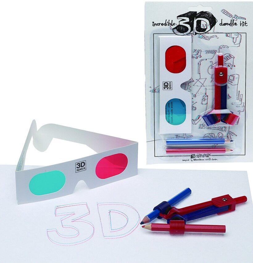 Bild av kreativt 3D-skrivset med glasögon och pennor