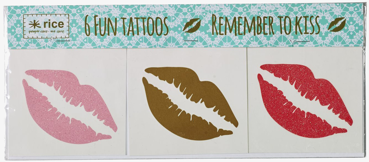 Tatueringar Rice från Rice: sex glittrande kyssmärken