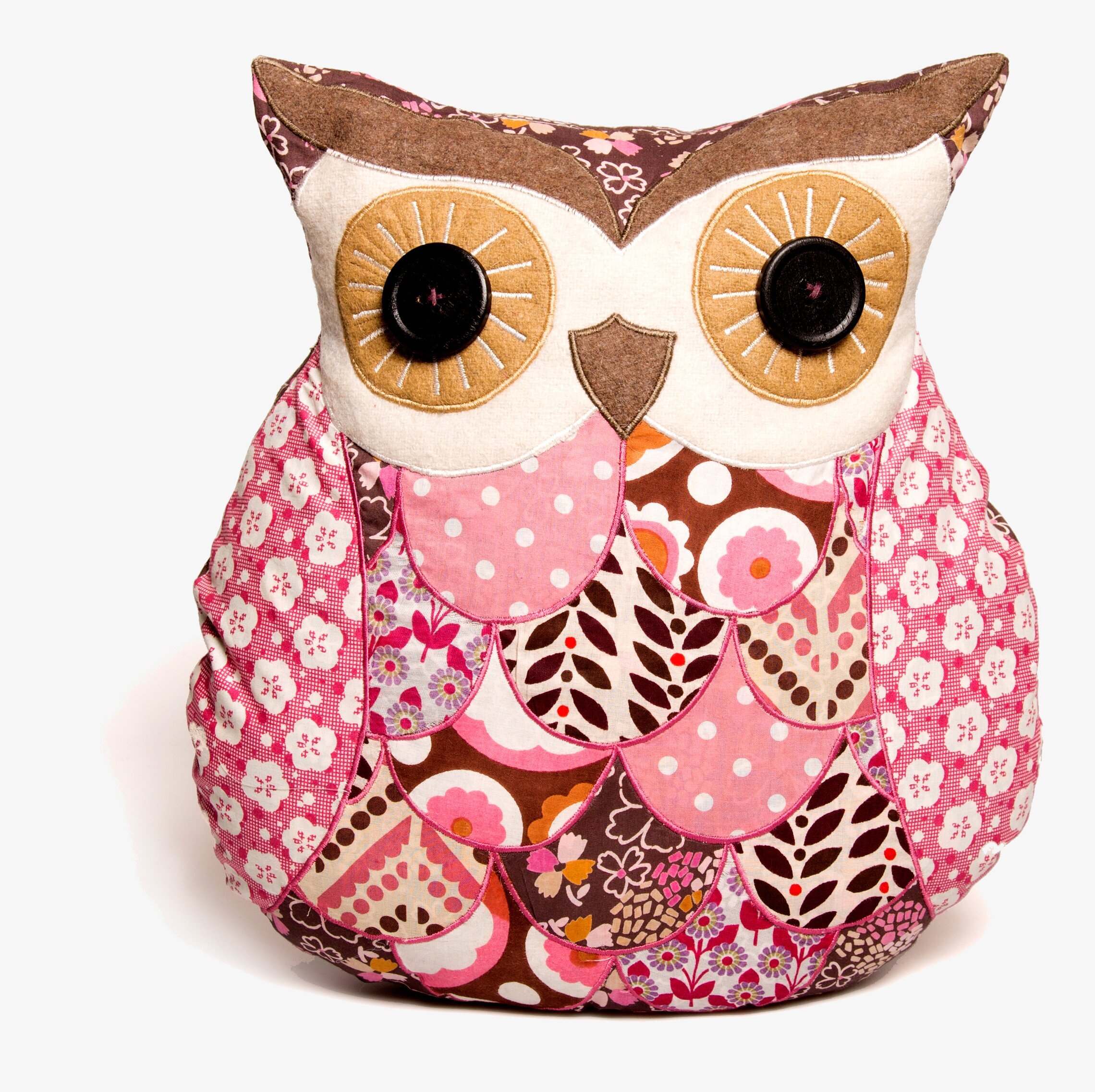 Kudde Alma Patchwork från Sass & Belle med uggledesign