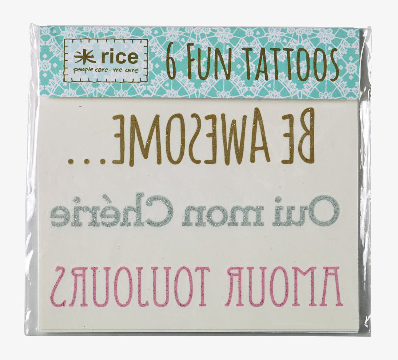 Tatueringar Rice från varumärket Rice i genomskinlig förpackning