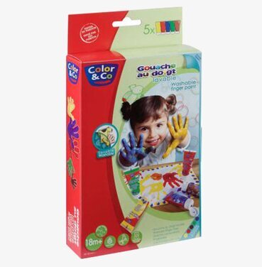 Bild av färgglatt fingerfärgset för barn och kreativitet