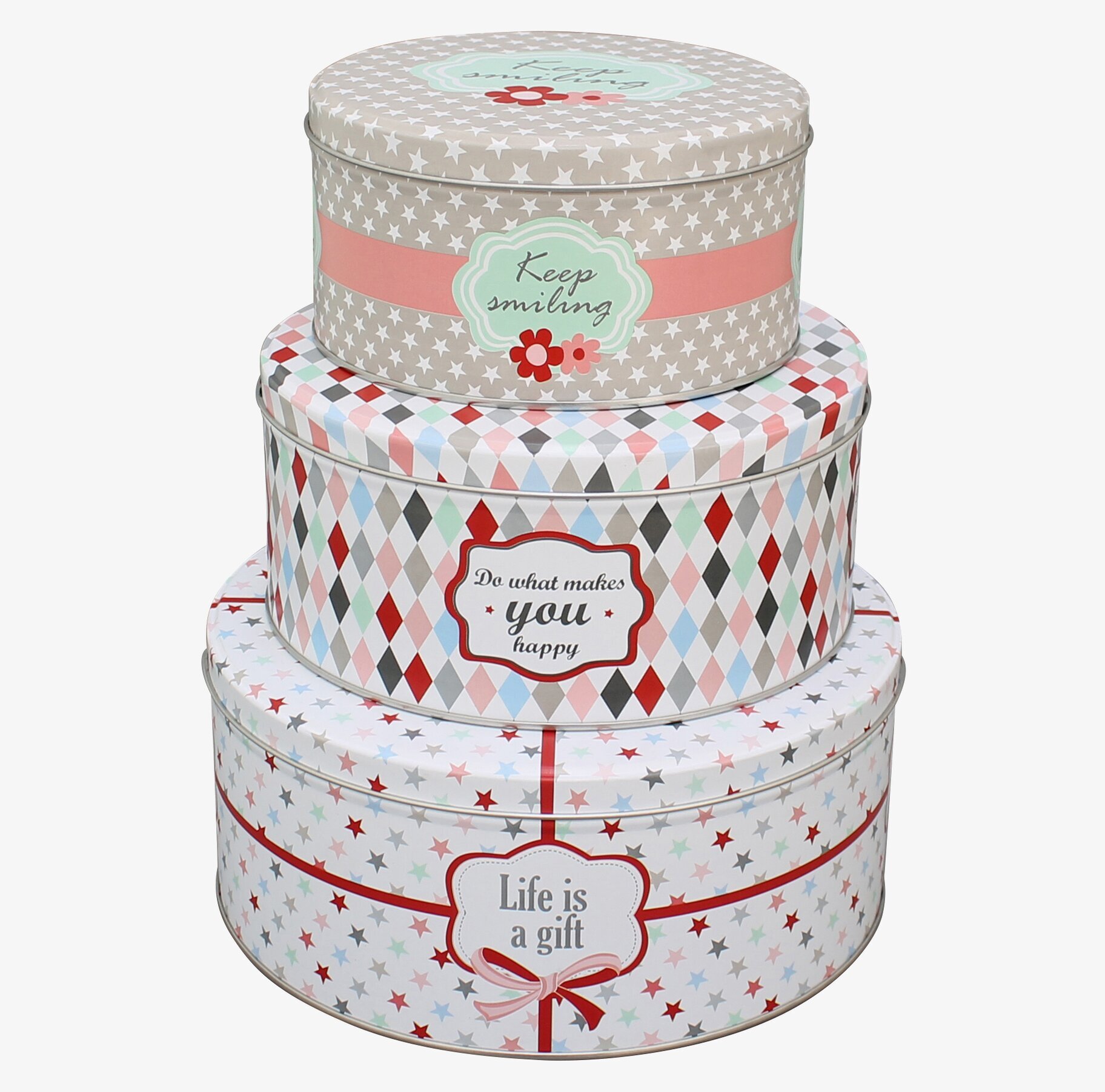 Bild av tre eleganta plåtlådor med inspirerande mönster