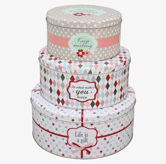 Bild av tre eleganta plåtlådor med inspirerande mönster