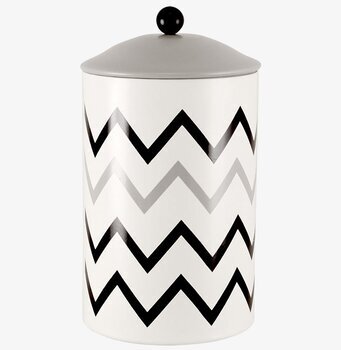 Bild av modern plåtburk med zigzag-mönster och knopp