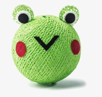 Bild av en lekfull grön boll utformad som en groda