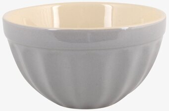 Bild av elegant grå musliskål i stengods med räfflor