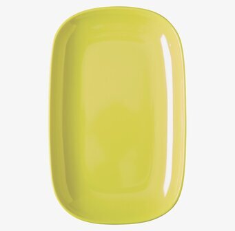 Bild av gul lunchassiett med unik rektangulär design