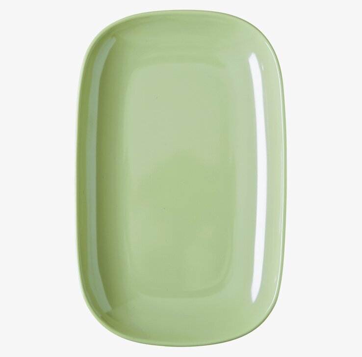 Bild av rektangulär grön lunchassiett med stilren design