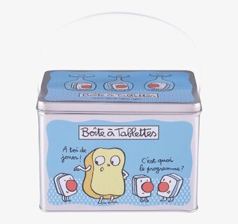 Bild: Lekfull plåtburk för maskindiskmedel i köket