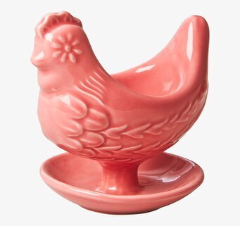 Bild av charmig rosa äggkopp i form av en höna