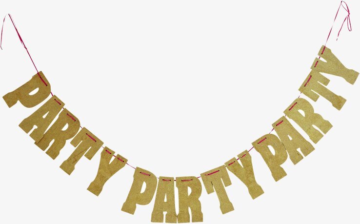 Bild av festlig girlang med glittrande gyllene bokstäver