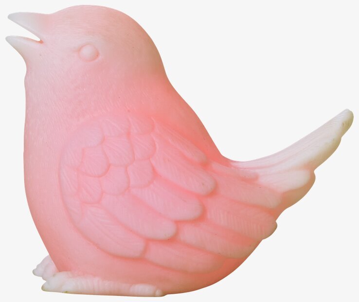 Nattlampa Fågel LED från Rice med rosa och vita detaljer