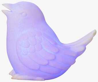 Bild av stiliserad fågelformad nattlampa med LED-ljus