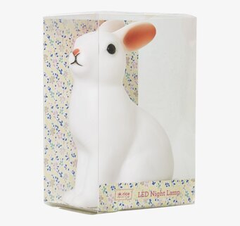 Bild av charmig kaninformad nattlampa i förpackning