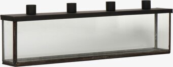 Bild av stilren ljusstake med glas och metall detaljer