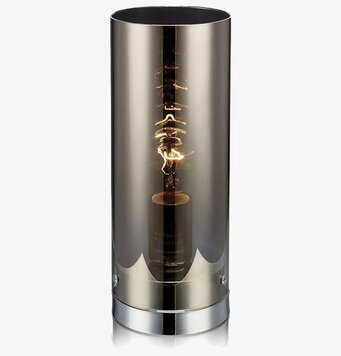 Bild av stilren bordslampa i krom med cylinderform