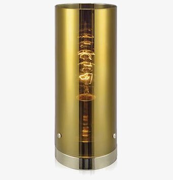 Foto av stilren bordslampa i guld med modern design