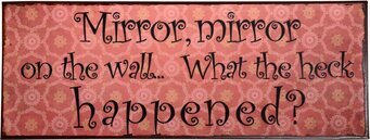 Bild av vintage plåtskylt med humoristiskt budskap