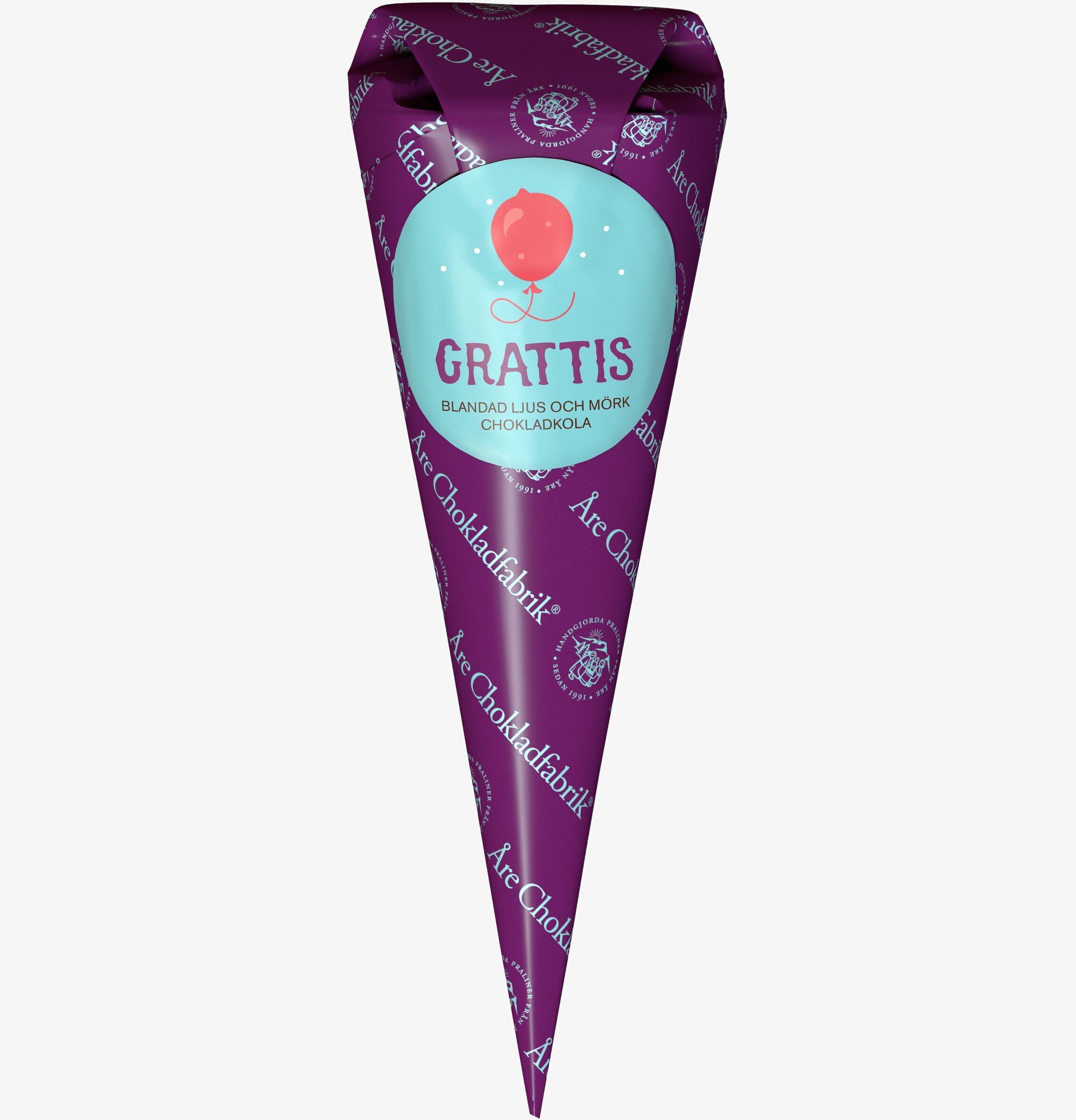 Bild av festlig chokladstrut i livfull violett design