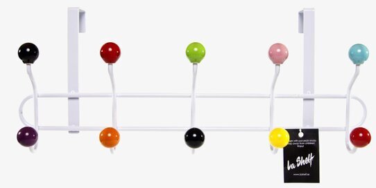 Hängare för dörr från La Shelf med åtta färgglada krokar