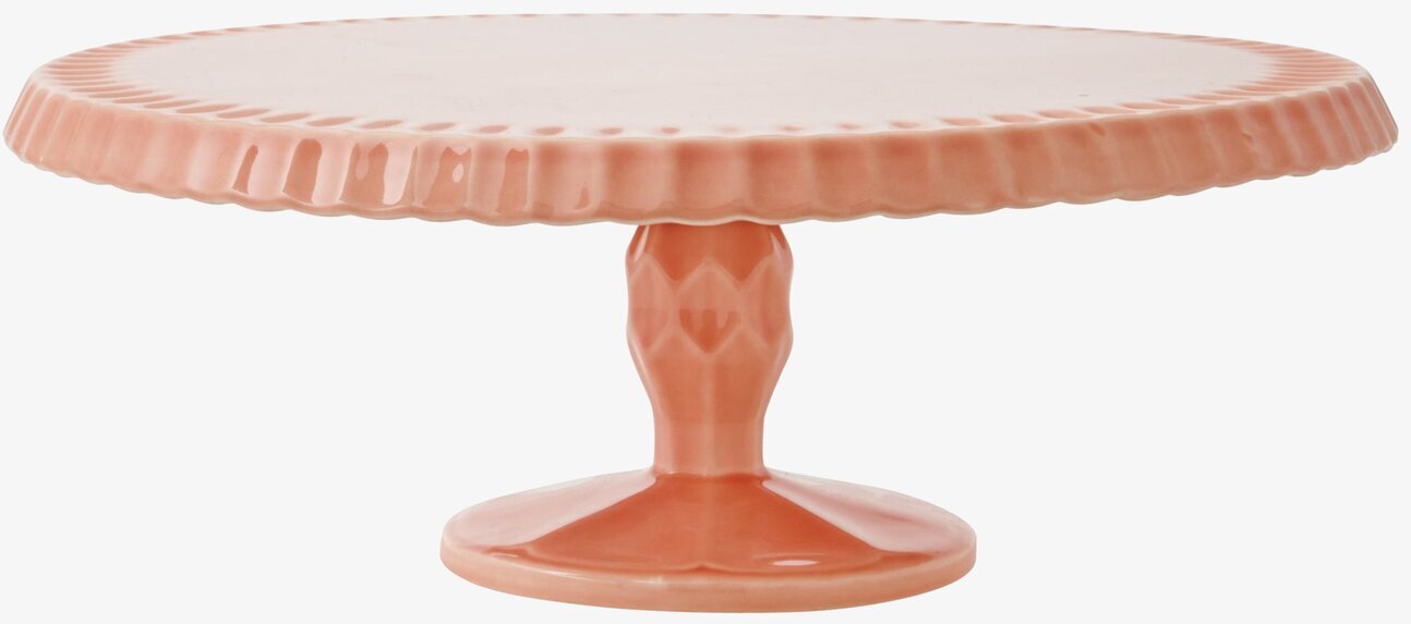 Tårtfat Korall från Rice i korallfärg med vågigt mönster