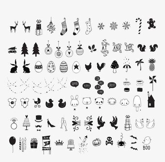 Bild med festliga symboler för ljuslåda och dekorationer