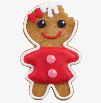 Foto av lekfull pepparkaksfigur med färgglad glasyr