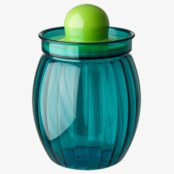 Bild av retroinspirerad förvaringsburk i blå plast