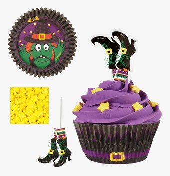 Bild av fantasifullt häx-cupcake kit för halloween